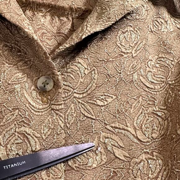 VTG Mark Reed Top Blouse Plus 18W 80s Jacquard Gold Tone‎ Rose Buttoned Women's - Picture 12 of 12